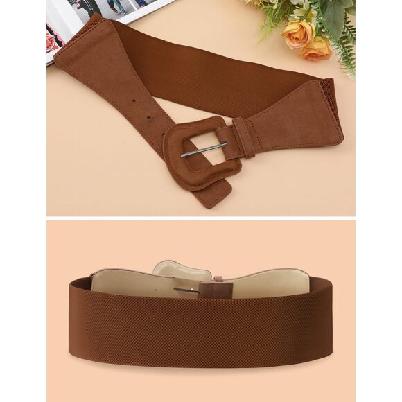 8361 3 Pack Suede Womens Elastic Wide Belts For Dresses Fashion